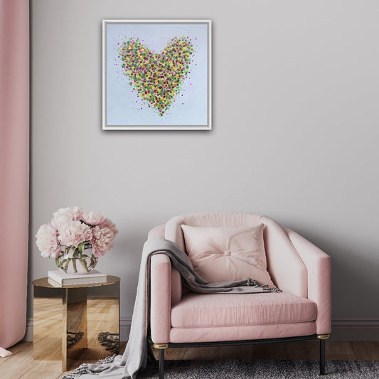 Be Bold and Bright, reflecting the light. Art by Sue Davies © + pink chair