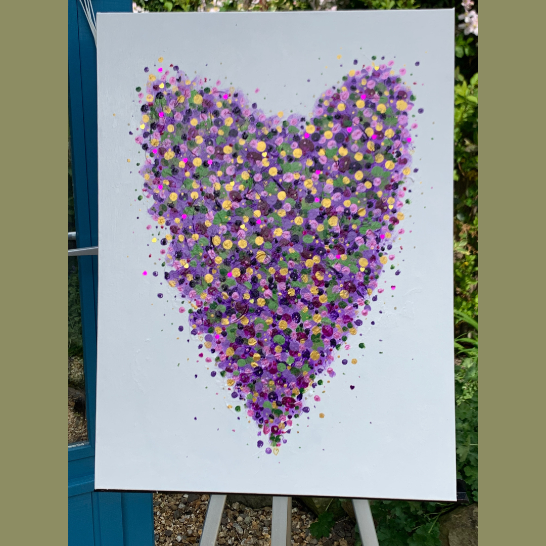 Higher Love original spotty dotty heart art by Sue Davies