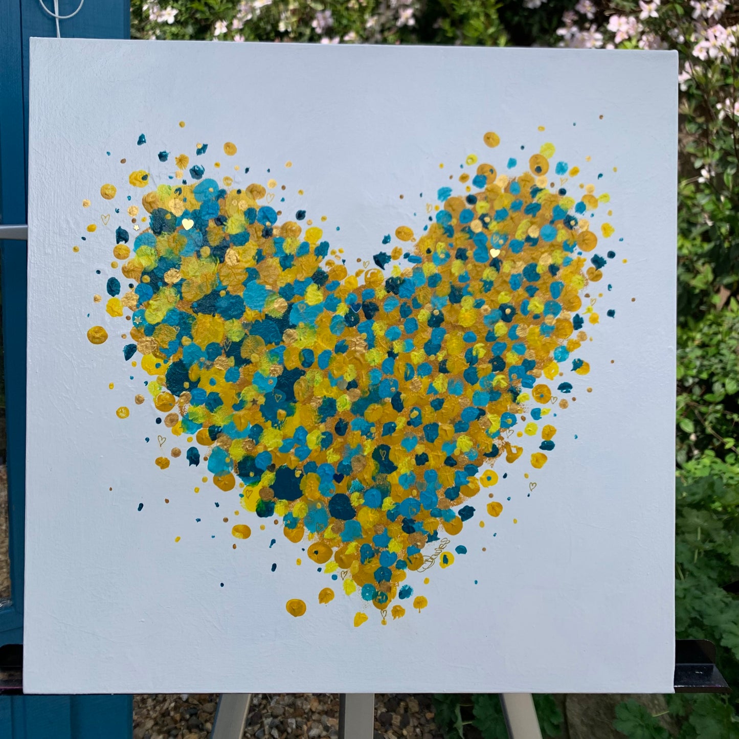 New Beginnings original spotty dotty heart art by Sue Davies https://suedavies.co.uk