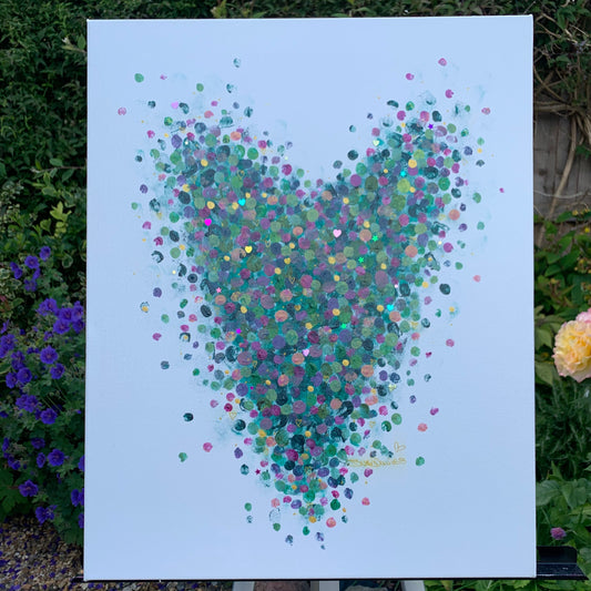 Original of Shanti. Heart art on canvas by suedavies.co.uk